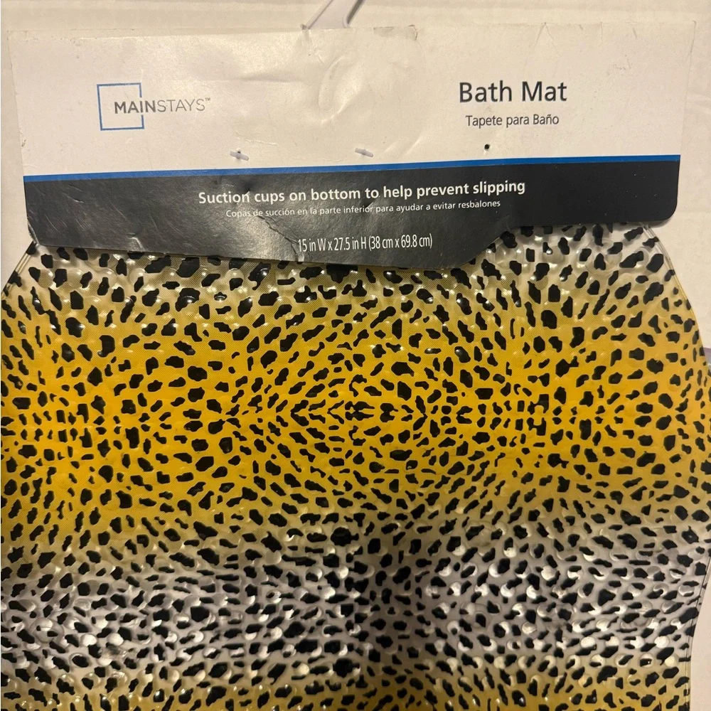 Mainstays Yellow and Black Leopard Print Bath Mat